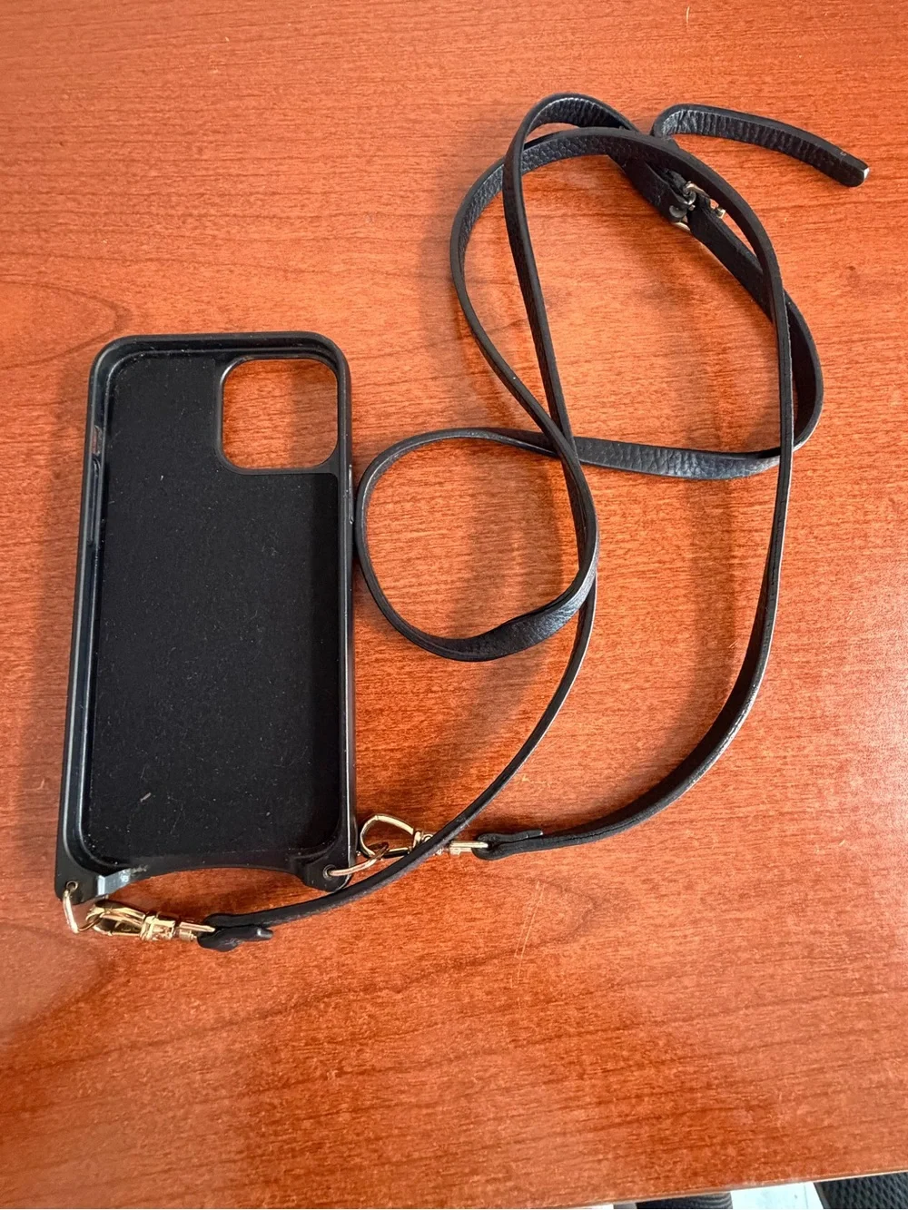 Bandolier Black Leather Crossbody iPhone 13 Pro Case with Card Holder & Strap